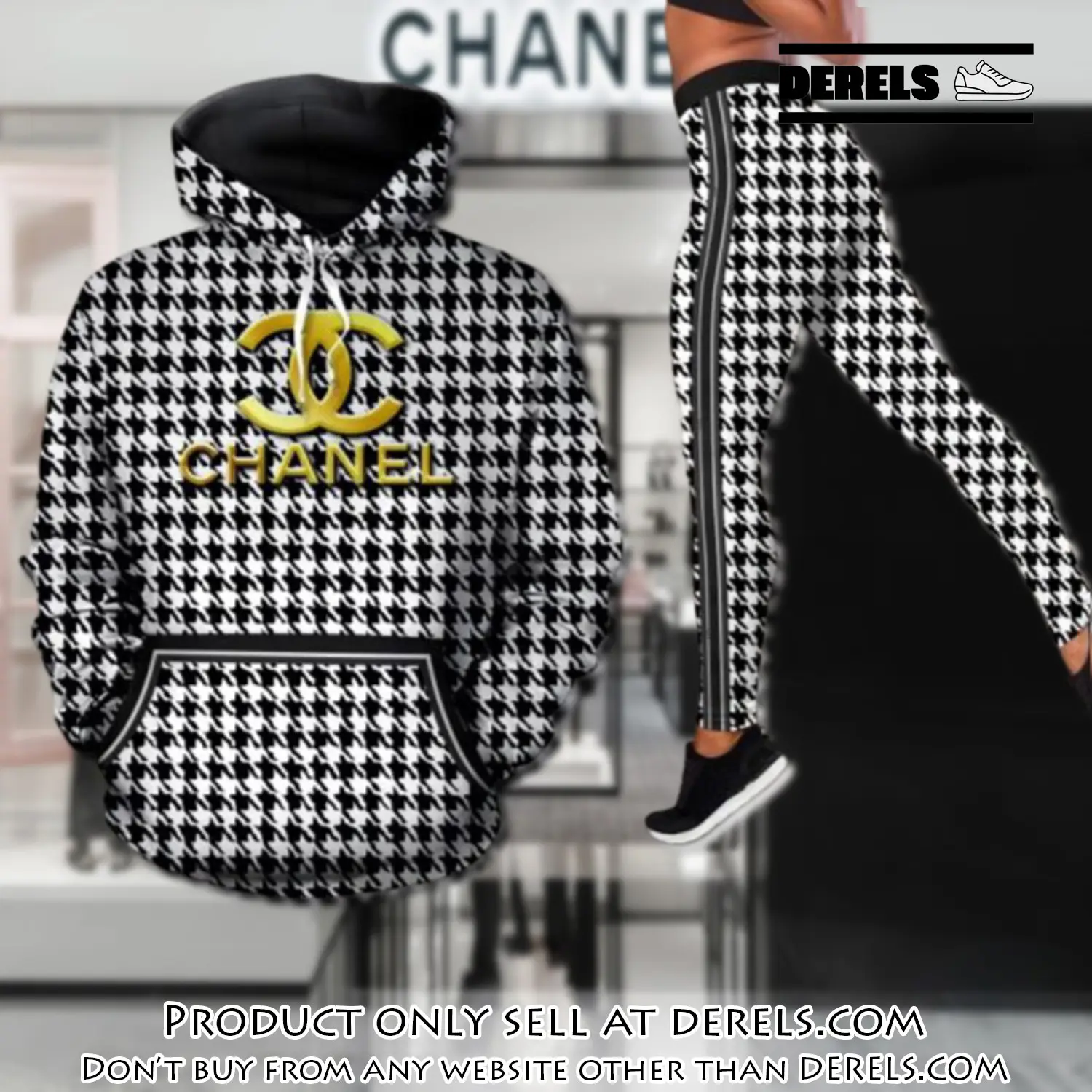 Chanel black white hoodie legging set luxury for women dr1955277